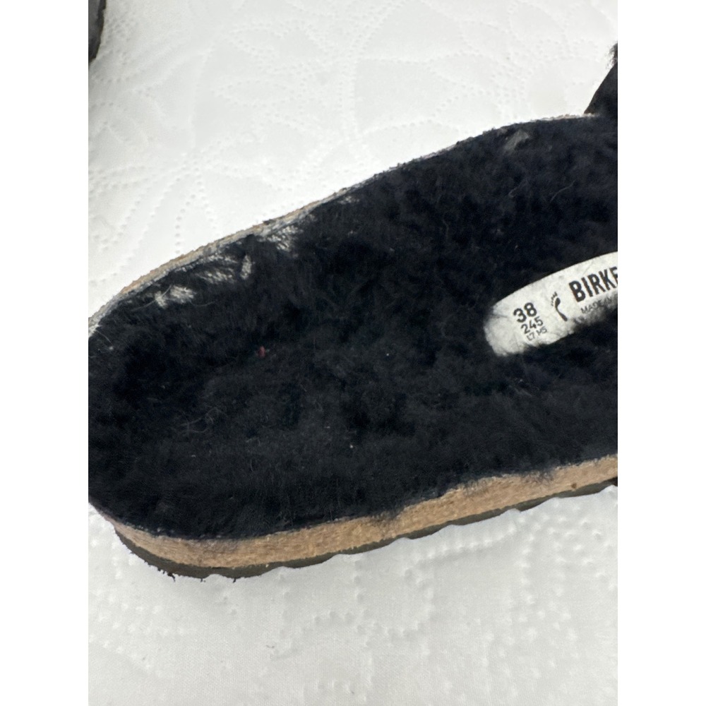 Birkenstock Madrid Single Strap Big Buckle Fur Lined Comfort Sandals Black 38 - Picture 8 of 14